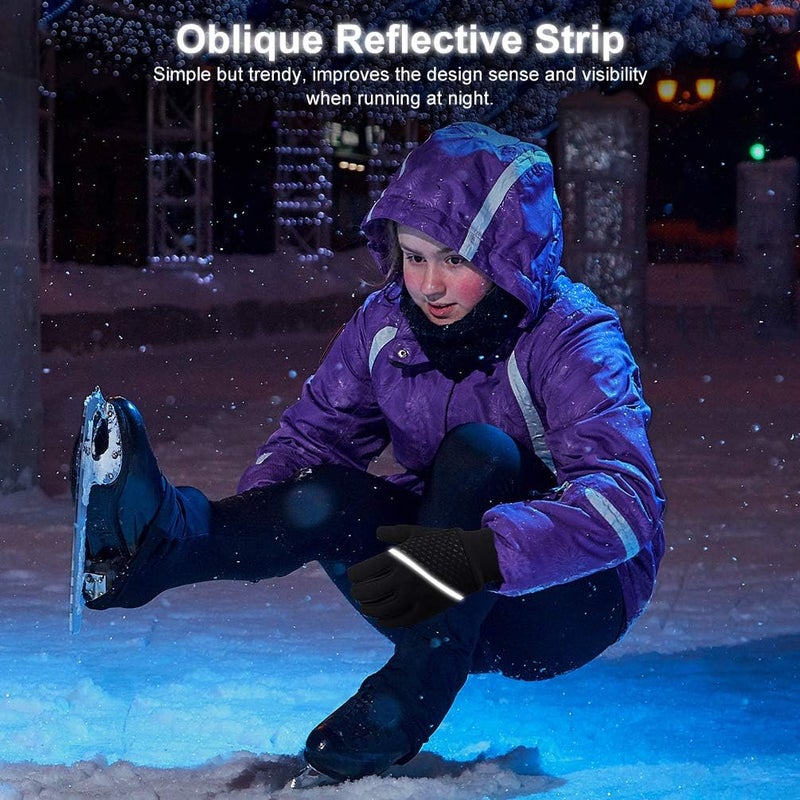 OOPOR Winter Warm Running Kids Gloves - Cold Weather Thermal Bike Snow Ski Sports Mittens Aged 4-12 Boys Girls - Image 4